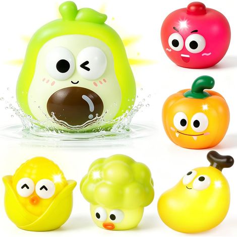 Baby Bath Toy 6+ Months,Luminous Bath Games Without Hole Fun Games for Bathtub and Pool, 6 x Floating Toys, Perfect Gift for Boys and Girls (1/5)