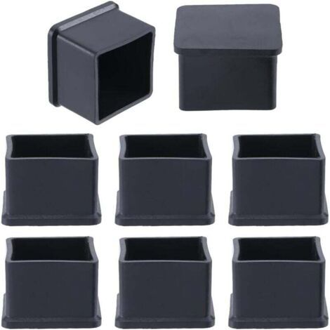 Set di 8 protezioni per gambe di sedie quadrate nere, piedini, tappi, protezioni per pavimenti, copripiedi per mobili adatti a gambe da 35 x 35 mm