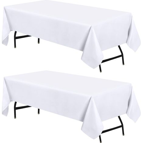 Nappe Rectangulaire   153 x 260 cm (Lot de 2, Blanc) Lavable en Machine Housse de Table, Idéal pour Les Fêtes, Les événements, Les Mariages (1/5)