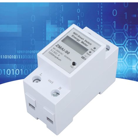 Interrupteur de comptage intelligent monophasé Tuya Smart avec contrôle à distance par application mobile, compteur d'énergie multifonctionnel 110-230 V (1/5)