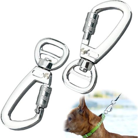 Drehbarer Karabiner für Hundeleinen 2 Stück abschließbar Befestigungsgurt für Hunde Haken aus Zinklegierung robust für Tierhalsbänder Bergsteigen (1/5)