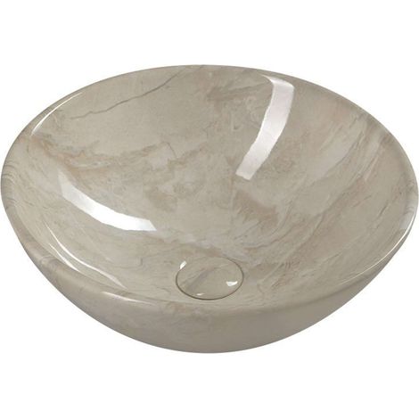 Sapho Dalma - Lavabo da appoggio, diametro 420 mm, senza foro per rubinetto, senza troppopieno, avorio MM127 (1/5)