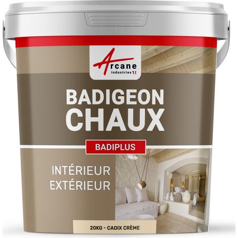 Arcane Industries – Badigeon à la chaux 20 kg – Pour murs intérieurs et façades extérieures – Finition mate, lisse ou texturée – Surface jusqu'à 100 m²