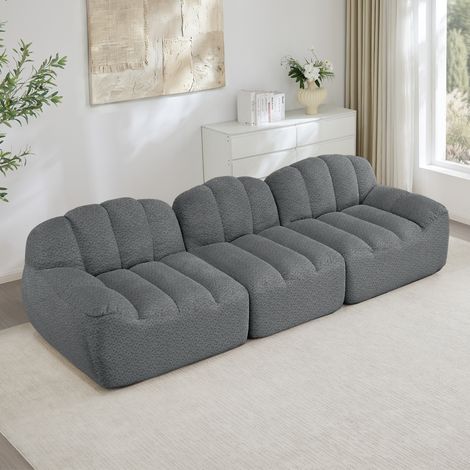 sofá modular amplio para salón tejido gris OKMYHOME (1/5)