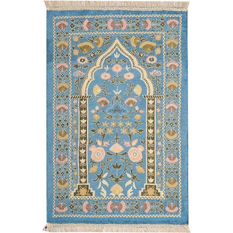 Tapis De Prière - Tissu Bleu - Pour Culte Islamique - 1 Pièce (1/5)