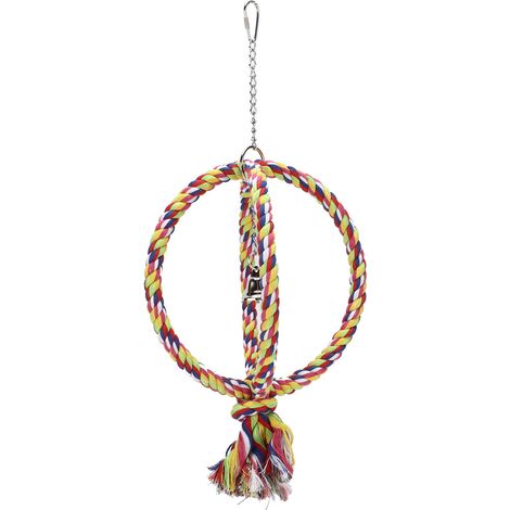 Anneau d'oiseau perruche, jouet, corde en coton, cercle de fil en acier inoxydable pour animaux de compagnie, balançoire d'escalade (1/5)