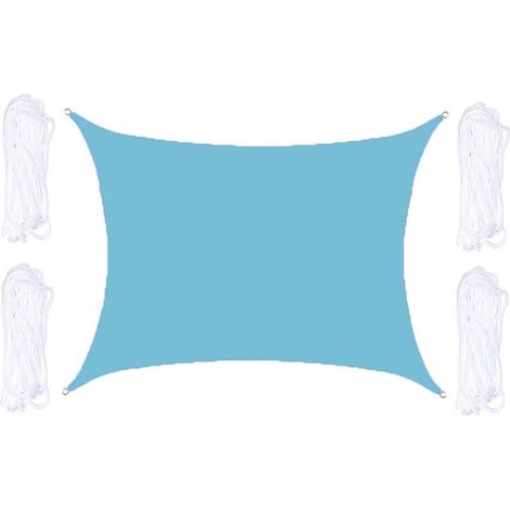 Voile d'ombrage imperméable protection solaire à 98 % contre les UV pour jardin plage terrasse auvent quadruple ciel Bleu (1/3)