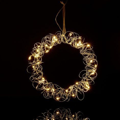 LED-Lichterkranz, 30 cm Durchmesser, silberner Draht, Fensterdekoration für den Innenbereich (1/5)