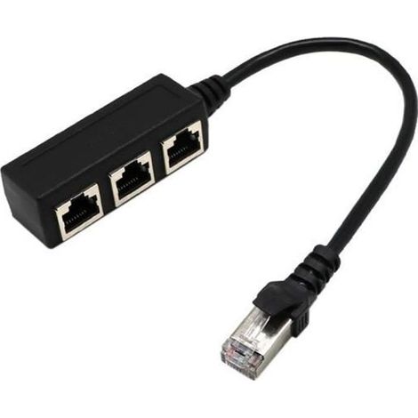 Câble répartiteur RJ45 - Non spécifié - 3 voies - Noir - Cordon de raccordement - Adaptateur Ethernet (1/4)
