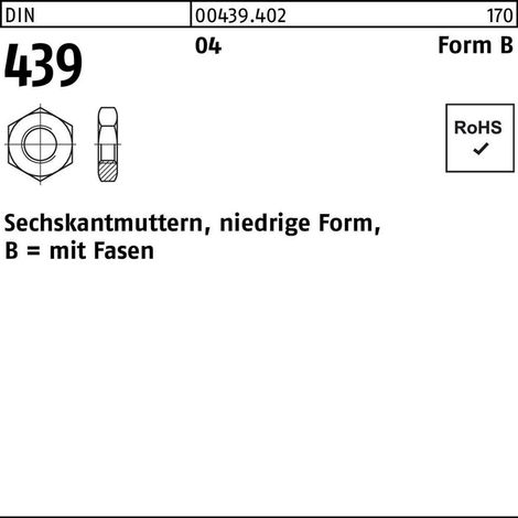 DIN 439-B/ISO 4035 Sechskantmutter M 33 x 3,5 Stahl blank 10 Stk (1/2)