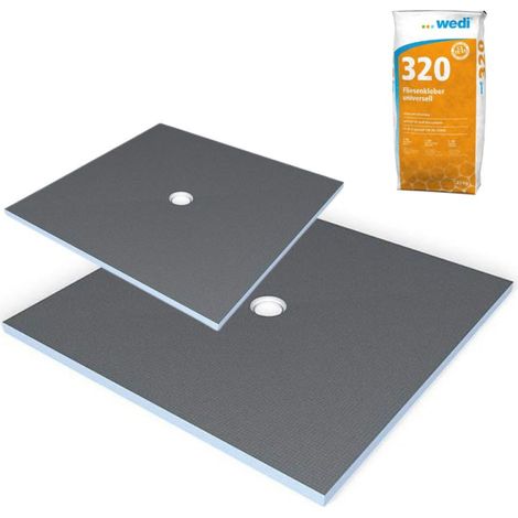 Receveur de douche à carreler 100 x 100 WEDI Fundo Primo carré écoulement centrée + colle 320