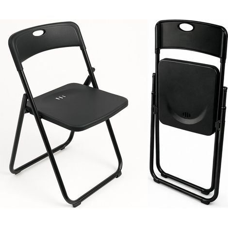 JARDIN202 - Silla Plegable Metálica Monolith 48 x 47 x 73 cm Plástico Reforzado y Patas de Hierro con Refuerzo de Acero Resistente 1 unidad (Negro)