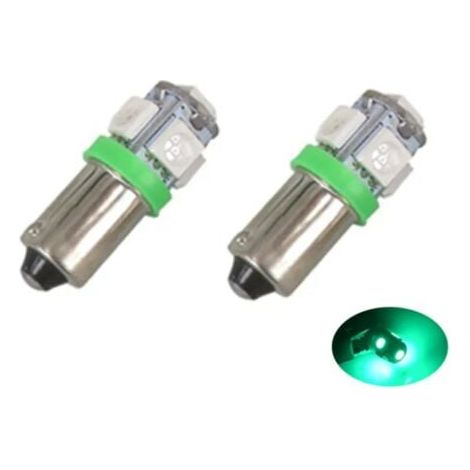 (Vert)BA9S LED avec 5 puces SMD5050 2-pack T4W forme argent gris vert 2-pack (1/5)