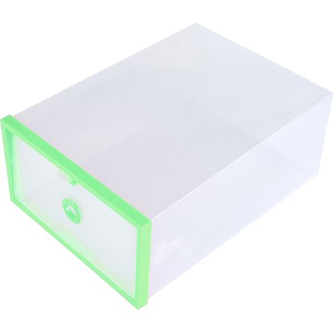 Boîte de rangement pliable en plastique transparent pour chaussures, tiroir empilable vert, organiseur de chaussures pliable. (1/5)
