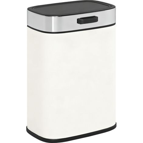 5-Liter-Abfalleimer, freistehend oder wandmontiert, aus Edelstahl, cremeweiß (1/5)
