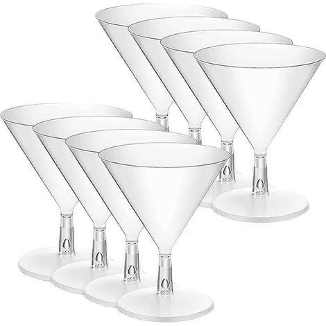 Lot de 8 verres à cocktail en plastique, verres à vin incassables, verres à martini, verres à whisky-8.00X6.80X6.80CM-As Shown (1/4)