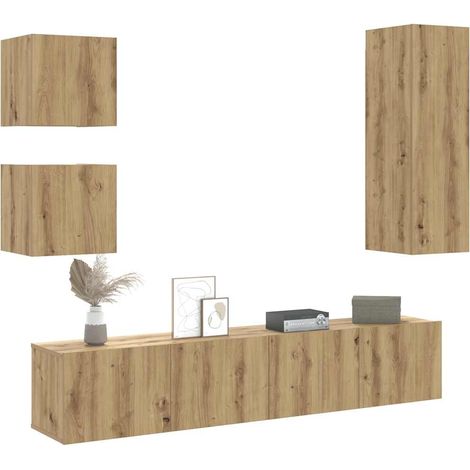 5-tlg. TV-Schrank-Set Wandmontage Artisan-Eiche Holzwerkstoff