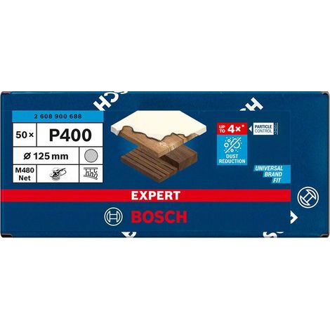 Malla de lija Expert M480 para lijadoras excéntricas de 125 mm G 400 50uds.  BOSCH 2608900688