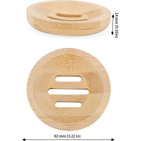 Lot de 10 porte-savons ronds en bambou, 80 mm de diamètre, en bois naturel. Porte-savon en bois pour la cuisine et la salle de bain. (1/4)