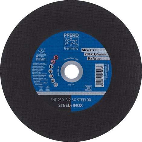 PFERD Trennscheibe EHT 230x3,2x22,23 mm gerade Leistungslinie SG STEELOX für Stahl/Edelstahl (1/5)
