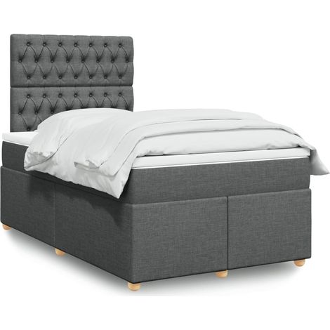 Boxspringbett mit Matratze Dunkelgrau 120x200 cm Stoff