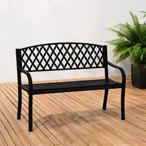 Banc de jardin preto en aço e Ferro Fundido 128 x 58,5 x 89 cm (1/5)