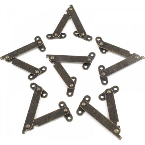 Lot de 6 charnières pliantes, en laiton antique, pivotantes en fer pour armoire, coffre, placard (longueur pliée : 6,35 cm, largeur : 9,5 cm, 10 mm) (1/5)