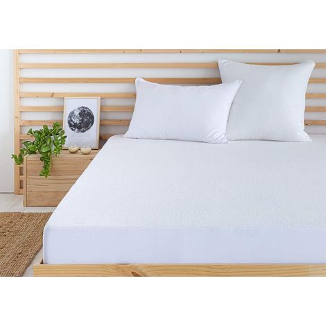 protège-Matelas en Tissu éponge imperméable et Respirant. Disponible dans Toutes Les Dimensions. (Lit de 120 x 190/200 cm) Blanc (1/5)
