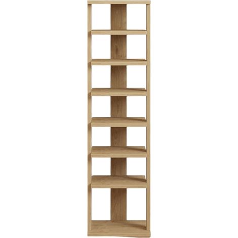 Schuhregal Soddi, Schuhschrank für 8 Paare, 8 Einlegeböden, 7 Fächer, 30x30x110h cm Eichenbraun