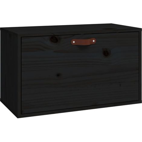 Pensile Nero 60x30x35 cm in Legno Massello di Pino vidaXL