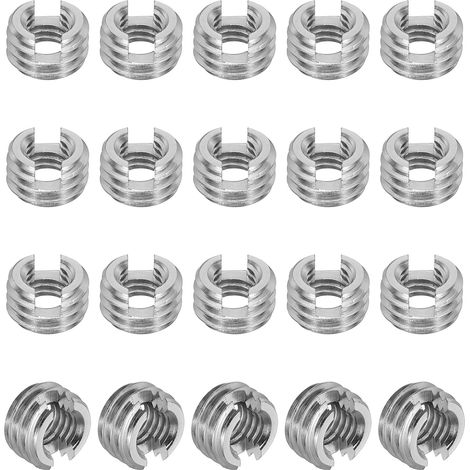 Insert Fileté Auto-Taraudeurs, 20 Pcs M6 x M10 x 6mm Acier Inoxydable 303 Filetage Adaptateur Réducteur Vis à Fente Inserts de Réparation Écrous Manchon (1/5)