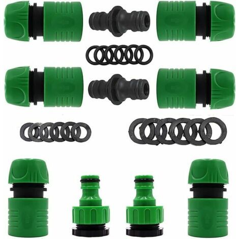Kit de connecteur de tuyau d'arrosage, connecteur de tuyau rapide pour robinet de jardin, connecteur femelle, vert (1/5)