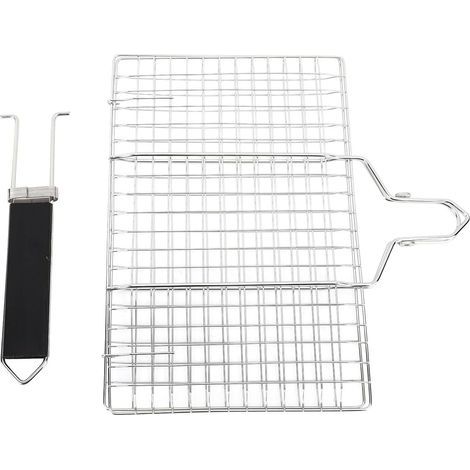 Paniers à Poisson, Support Pliable et Portable pour Griller le Poisson, Panier à Grillades Pliable en Acier Inoxydable, Panier Barbecue Portable Amovible en Acier Inoxyd (1/5)