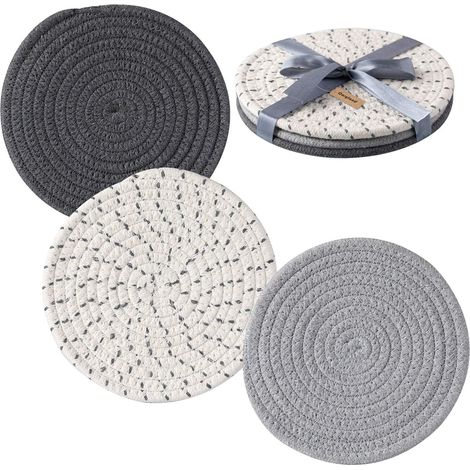 Hot Pad - 7 Inches Cotton Trivet Set - Heat Resistant Coaster for Pots Pans Baking - 3 Pack (1/5)