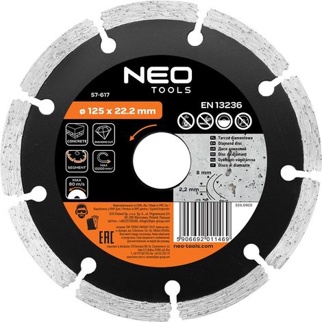 Disco de diamante neo tools top 57 617 125 mm segmentado 8 mm