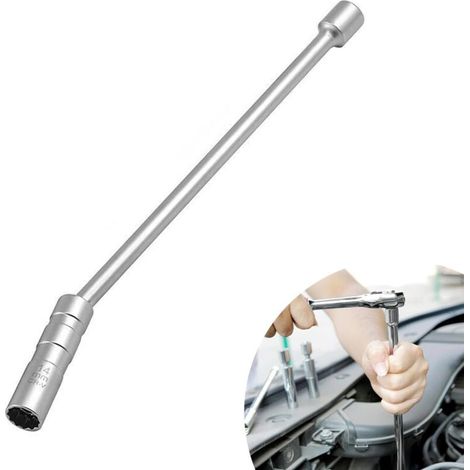 Clé à bougie d'allumage de 14 mm, clé à bougie d'allumage magnétique rotative à 360°, clé à bougie d'allumage de 14 mm, clé à bougie d'allumage à 12 pans, pour la réparation automobile.