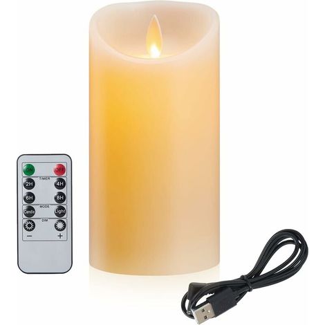 Bougie D Rechargeable - 12 5 Cm - Flamme Simulee Avec Telecommande Et Minuterie - Pour Decoration Interieure Fete Mariage Halloween Noel (1/5)