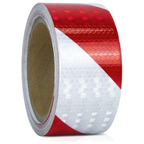 BUNTHAUS Bande Reflechissante Autocollante Rouge et Blanc Ruban Reflechissant Adhesif 20mx5cm Haute Intensité Bande Réfléchissante pour véhicules, Camion, remorques de Nuit, Rappel de sécurité (1/5)