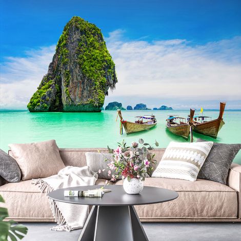 Papier peint panoramique - Bateaux Thaïlande - 130 cm x 86 cm (1/4)
