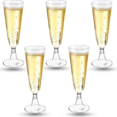 Flute A Champagne - En Polypropylène PP - 150 Ml - Diamètre Base 5 9 Cm - Transparent - Réutilisable - 50 Pièces (1/5)