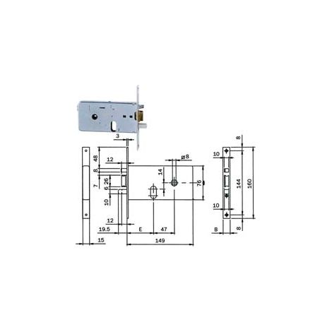 ELETTROSERRATURA DA INFILARE PER FASCE MM.76 H 550  mm.60, frontale mm.16 (5506010)    ISEO