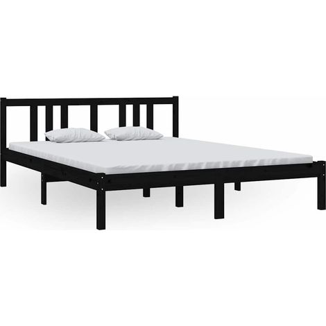 Maison Exclusive - Massivholzbett Schwarz 150x200 cm (1/5)