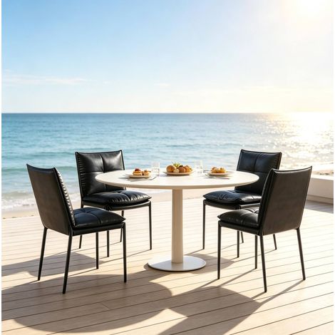 Sedie da sala da pranzo set da 4, nere, schienale alto, 48 x 55 x 87 cm OKMYHOME (1/5)
