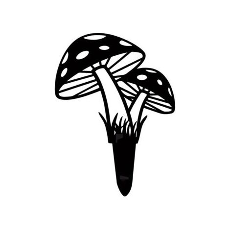 Jardin extérieur de patio avec des plantes de champignons insérées décorativement, artisanat en fer métallique, noir (1/5)