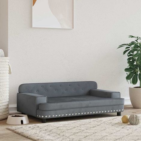 vidaXL Cama para perros de terciopelo gris oscuro 90x53x30 cm (1/4)