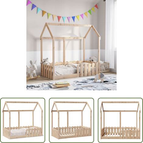 Holzbett - Kinderbett Hausbett 70x140 cm Massivholz Kiefer (1/5)