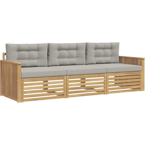 Set di divani da esterno 3 pcs Bianco e Grigio Chiaro vidaXL (1/5)