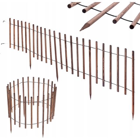 KADAX Bordure de palissade de jardin 230 cm, clôture de pelouse en bois, marron (1/5)