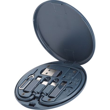 Adaptateur USB Multifonction avec Boîte de Rangement en Aluminium - Kit de 3 Adaptateurs TPE Noir/Blanc/Bleu pour Voyage (1/5)