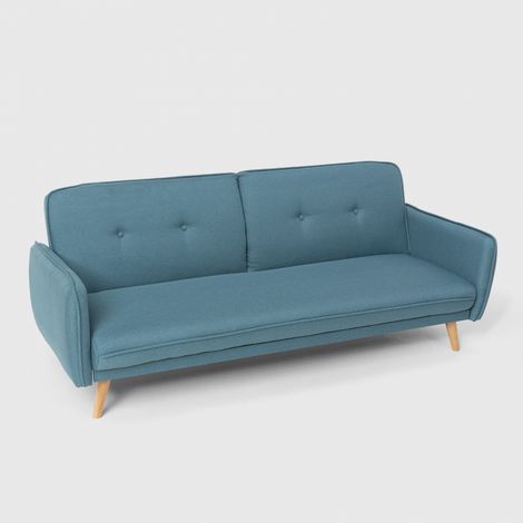 Divano letto clic clac 3 posti reclinabile design nordico in tessuto Merida - Blu